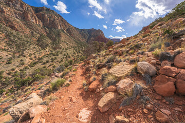 hiking the tanner trail in grand canyon national park, arizona, usa