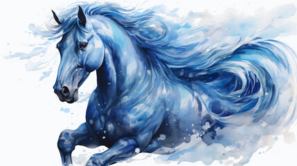 Obraz na płótnie Canvas Blue horse in aquarelle style