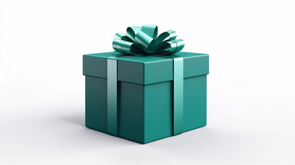 Deep Sea Green Color Gift Box isolated on White