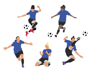 women football team competition poses