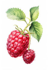 Juicy raspberry, beautiful drawing isolated on white background