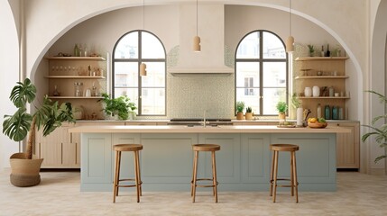 modern kitchen interior in mediterranean style