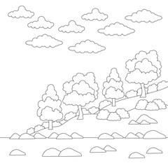 Design Nature Landscape Outline Coloring Page