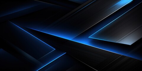 Blue and black abstract modern background with diagonal lines or stripes and a 3d effect. Metallic sheen.