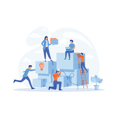 online assistant at work. Searching for new ideas solutions, working together in the company, brainstorming, collaboration. flat vector modern illustration 