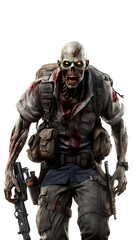 Fototapeta na wymiar Scary zombie on transparent background PNG