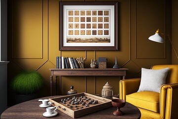 Mustard and Wood Colored Games Room
