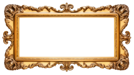 The antique gold frame on transparent background