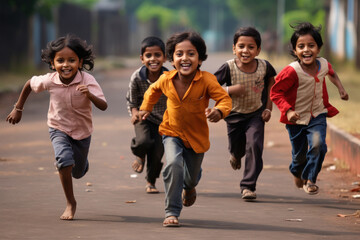 Indian children running in competition