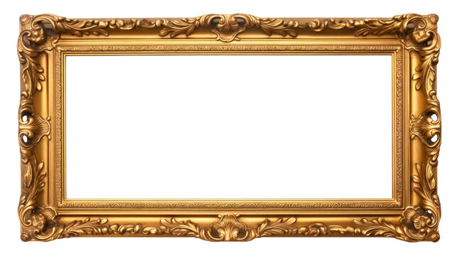 The antique gold frame on transparent background