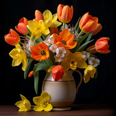 Tulips and daffodils, AI Generated