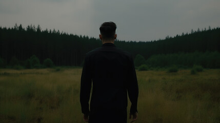 Man Forwarding Dark Nature