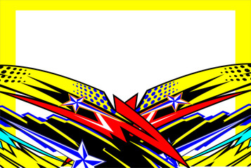 vector abstract racing background design with a unique pattern and combination of bright colors and star effects and on a white background