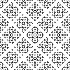 Black lines on white background.
Wallpaper with figures from lines. Abstract geometric black and white pattern for web page, textures, card, poster, fabric, textile. Monochrome repeating design. 