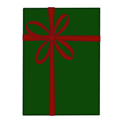 Christmas Present Tied with Red Ribbon