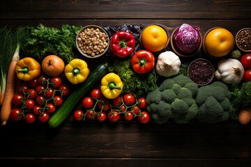 Obraz na płótnie Canvas a group of vegetables and fruits on a table