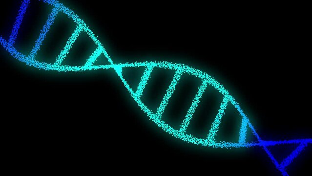 Spiral dna molecule rotating. Genetic code analysis. Helix acid gene. 3d animation loop. Biology rna test. Blue macro bio strand. Human body. Colorful micro cell. Health care lab. Helical glow atom.