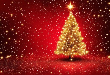 wonderful christmas tree with golden lights