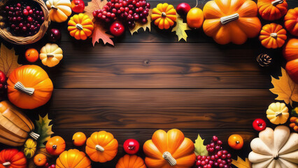 Naklejka na ściany i meble Holiday Thanksgiving Background Empty Wooden Space