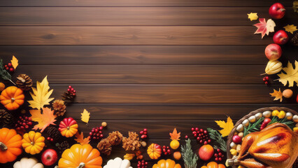 Holiday  Thanksgiving  Background Empty Wooden Space