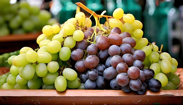 closeup display of grapes in a store