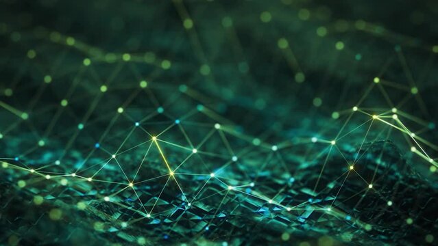 Abstract Data Grid - Seamlessly Loopable Background Animation - Technology, AI, Data Science - Green Version, abstract digital technology background 4k slow motion video