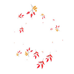 Green Leaves Background White Vector. Berries Simple Design. Burgundy Leaf Gradation. Vibrant Texture. Foliage Season.