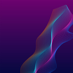 Iridescent Contour Background Violet Vector. Isolated Illustration. Colorful Ribbon Lattice. Infinity Wave Template. Bright Context.