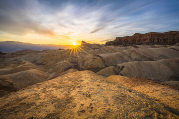 sunset at zabriskie point in death valley national park, california, usa