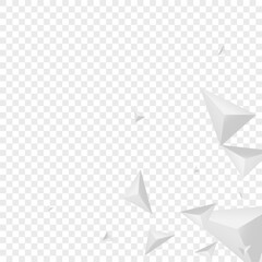 Silver Element Background Transparent Vector. Triangle 3d Template. Grizzly Space Backdrop. Pyramid Cover. Greyscale Fractal Design.