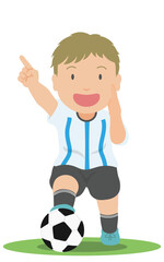 チームを鼓舞するサッカー選手