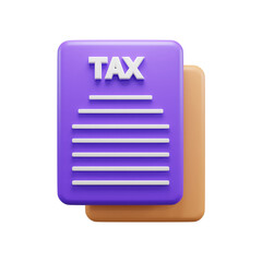 Business Tax Document 3d illustration or Government tax paper 3d icon illustration or Vat paper 3d icon illustration