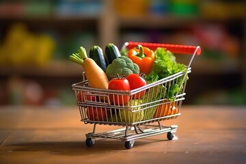 shop supermarket store grocery delivery retail shopping market food basket. vegetable cart. Generative AI.
