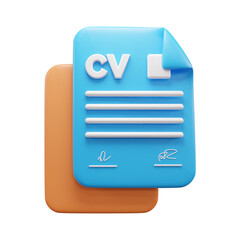 CV Design 3d illustration icon or resume design 3d icon illustration or 3d website ui icon design