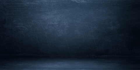 Blur abstract soft blue studio and grunge wall background