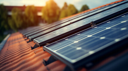 Solar panels on roof of house