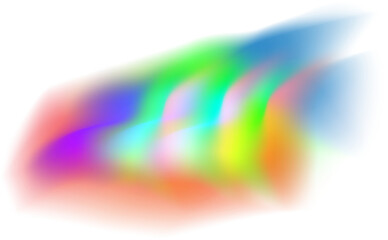 Iridescent crystal leak glare reflection effect. Optical rainbow lights, glare, leak, streak overlay. Falling confetti. Colorful lenses and light flares with transparent effects. PNG.