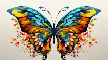 Colorful butterly hand drawn