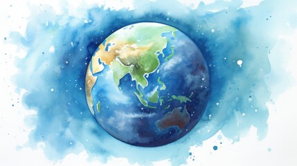 Obraz na płótnie Canvas Earth Day watercolor illustration, no text, greeting card