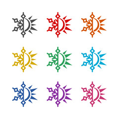 Sun snowflake sign  icon isolated on white background. Set icons colorful