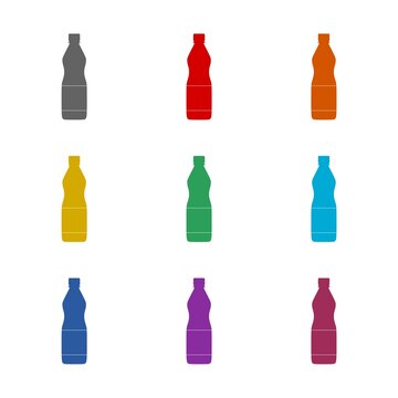Water plastic bottle icon isolated on white background. Set icons colorful