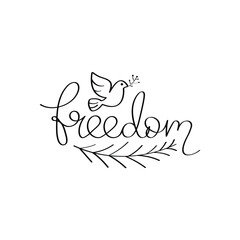 Hand Drawn Freedom Calligraphy Text Vector Design.