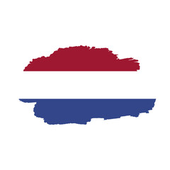 National flag of NETHERLANDS with brush stroke effect on white background