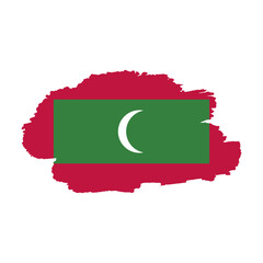National flag of  MALDIVES with brush stroke effect on white background