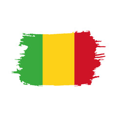 National flag of MALI with brush stroke effect on white background