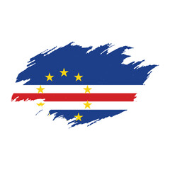 National flag of CAPE VERDE (CABO VERDE) with brush stroke effect on white background