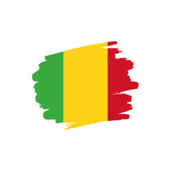 Obraz premium National flag of Mali with brush stroke effect on white background