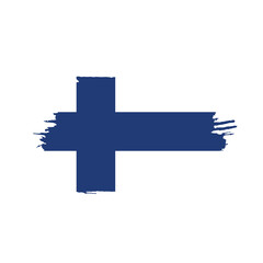 National flag of  Finland   with brush stroke effect on white background