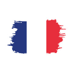 National flag of France  with brush stroke effect on white background