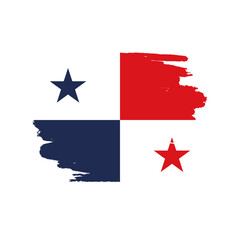 National flag of  Panama with brush stroke effect on white background